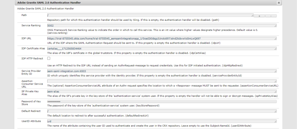 SAML Config in AEM