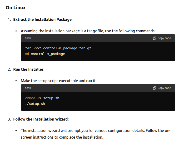 Steps to Install Control-M on Linux