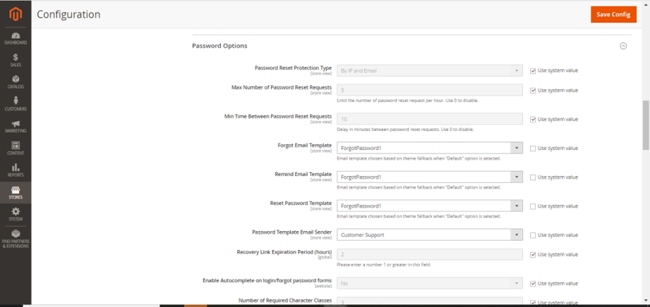 Password Options