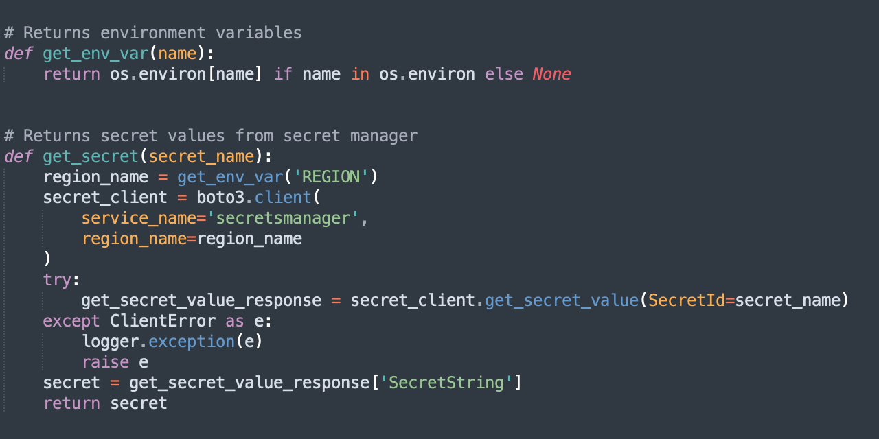 Code snippet for defining Environment variable