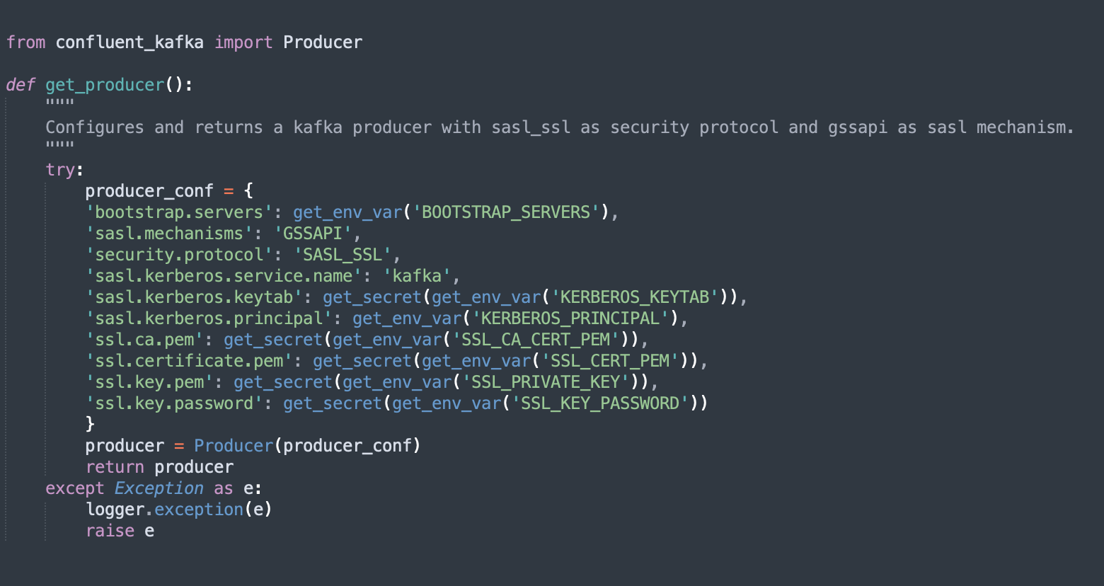 Defining Producer Config