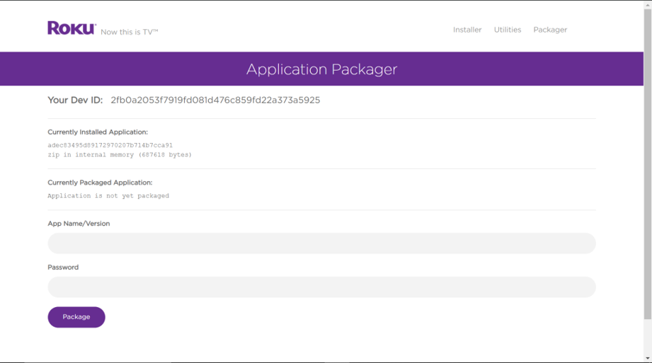 Roku SDK tools to create package