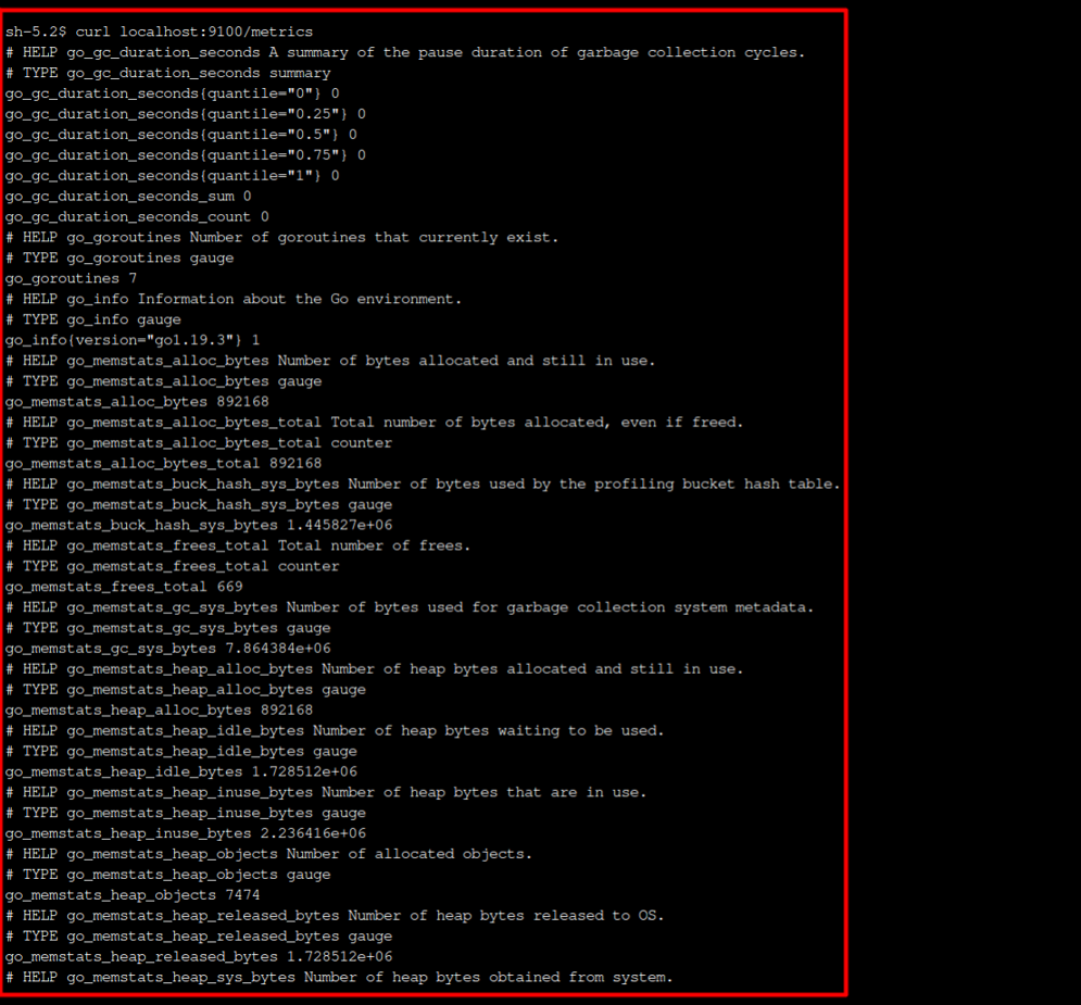 curl localhost:9100/metrics