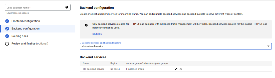 Backend service with Instance group