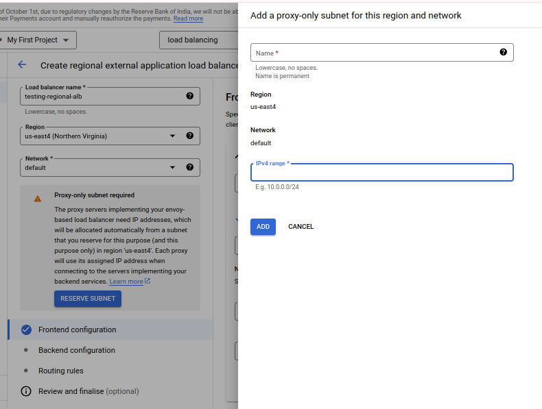 Proxy Subnet Configuration