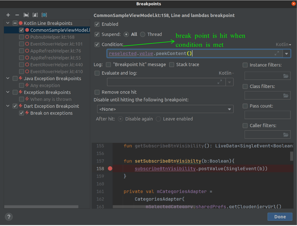 conditional breakpoint