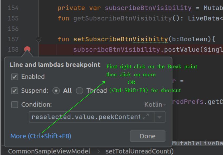 How to add Conditional Break Points