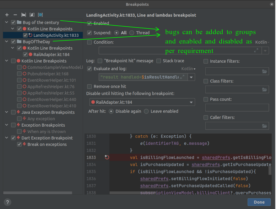 Group Breakpoints sample