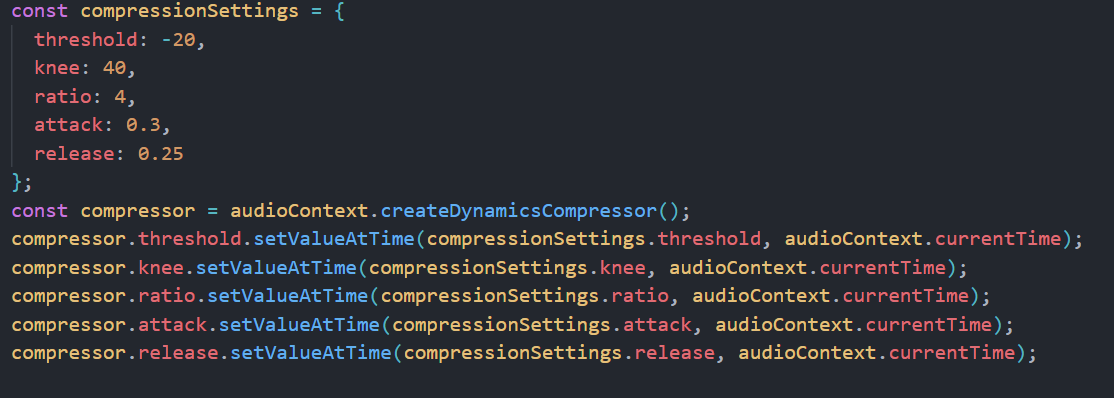 adding compressor node with parameters