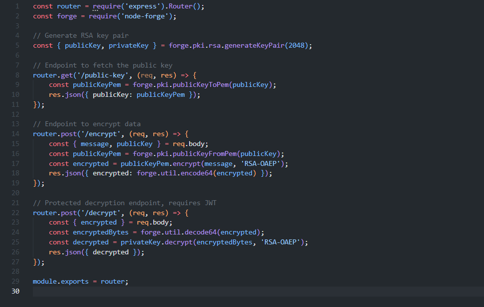 Asymmetric encryption server-side implementation